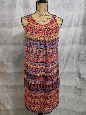 Bobbie Bee-Multicolor Geometric Midi Skirt - Bright Print